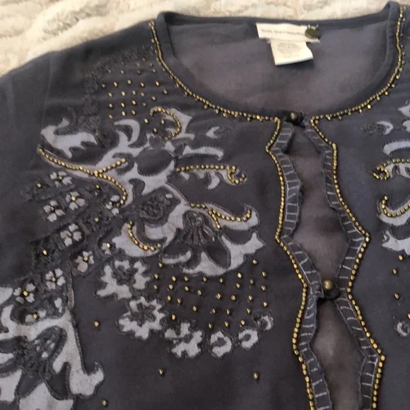 Soft Surroundings Sheer Beaded Cardigan - Picture 4 of 13